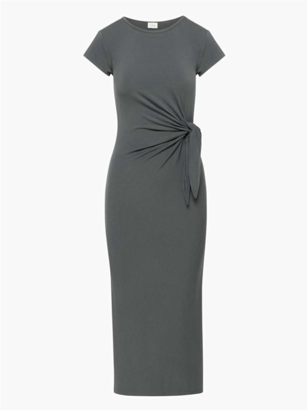 Aritzia Wilfred Fortune Knot-Detail Short-Sleeve Maxi Dress in Charcoal Large